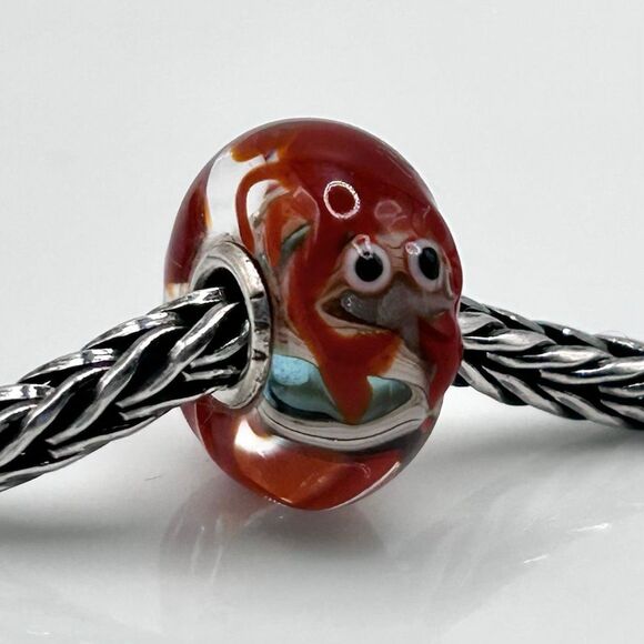 TROLLBEADS Rare Crab Unique LAA 925S NEW! Brick Red Critter, Sea Green & Browns - Picture 5 of 9